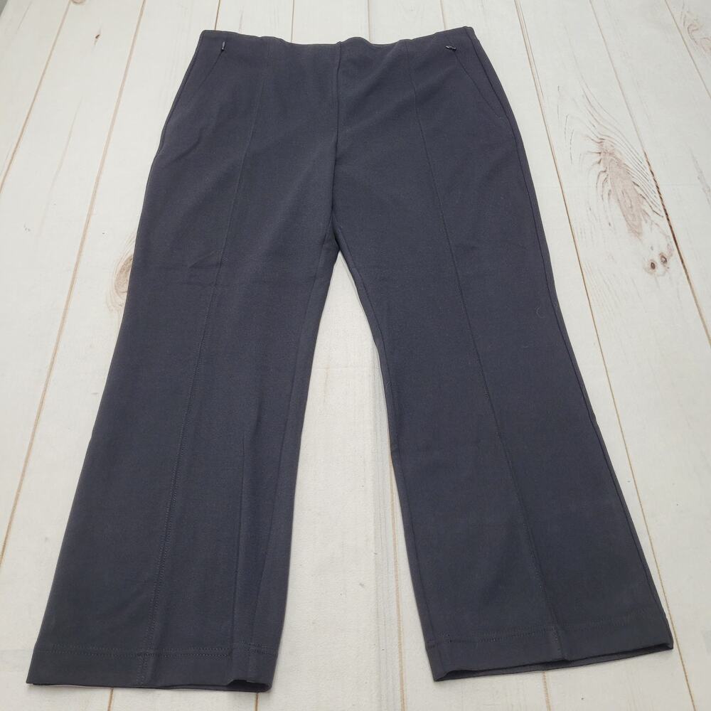 Loft NWT ponte straight pants pull on black trousers pleated office core xl